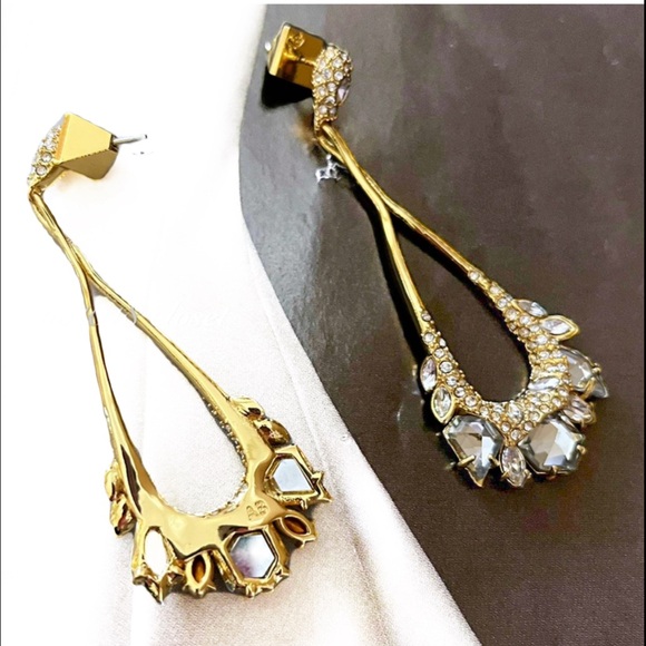 ALEXIS BITTAR • Miss Havisham Jagged Diamond Gold Crystal Marquis Earrings - Picture 13 of 13